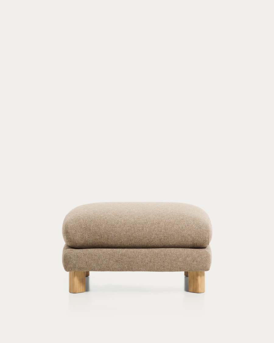 Vera light brown footrest with natural-finish solid ash wood legs 80 x 80 cm FSC Mix Credit