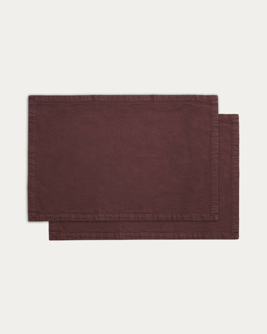 Lerava set of 2 placemats in brown cotton 35 x 50cm