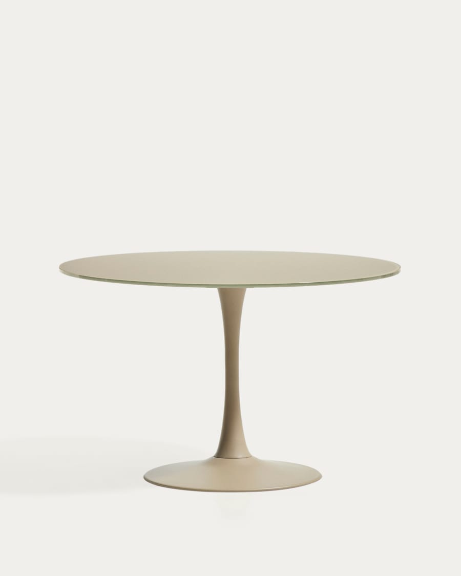 Round Vedira table in glass and taupe steel Ø120 cm