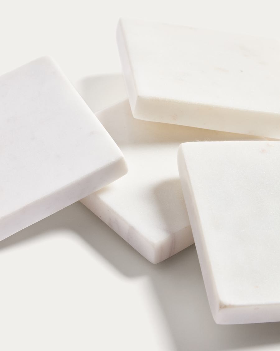 Coreni set of 4 white marble coasters