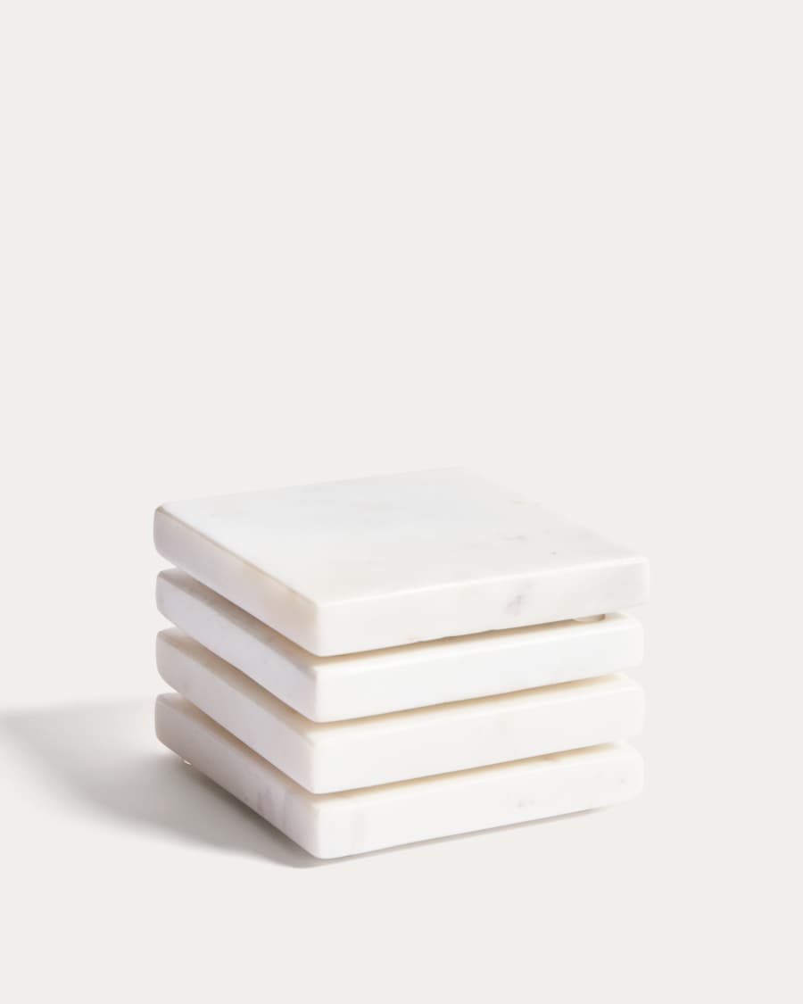 Coreni set of 4 white marble coasters