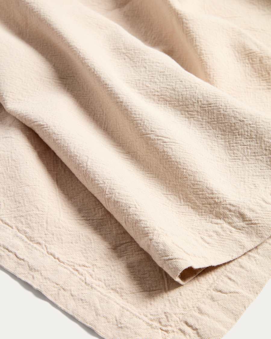 Lerava table runner in washed stone grey cotton 50 x 150cm