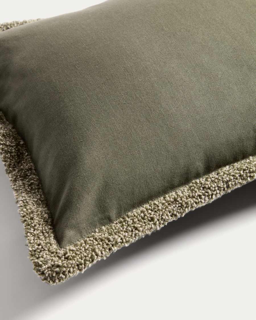 Olinan cushion cover with green bouclé detailing 30 x 50 cm