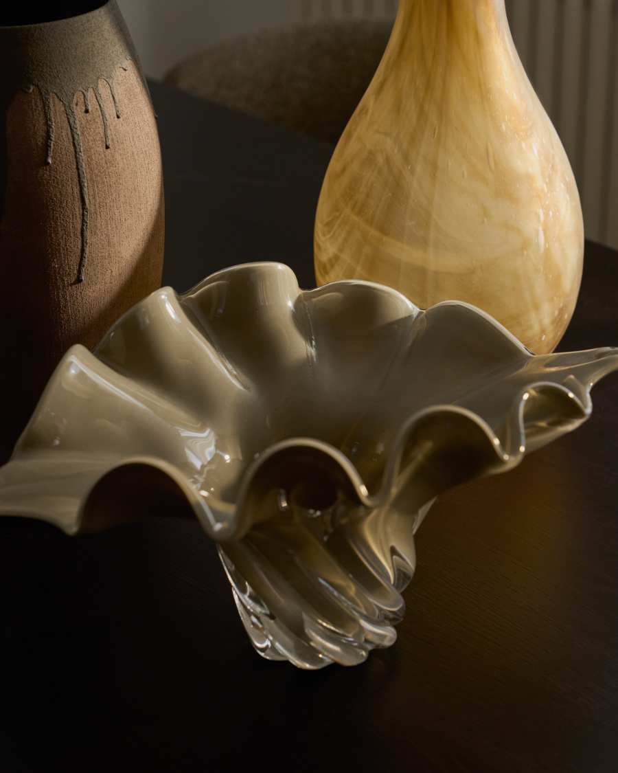 Lurea centrepiece in greyish green glass 57 x 37 cm