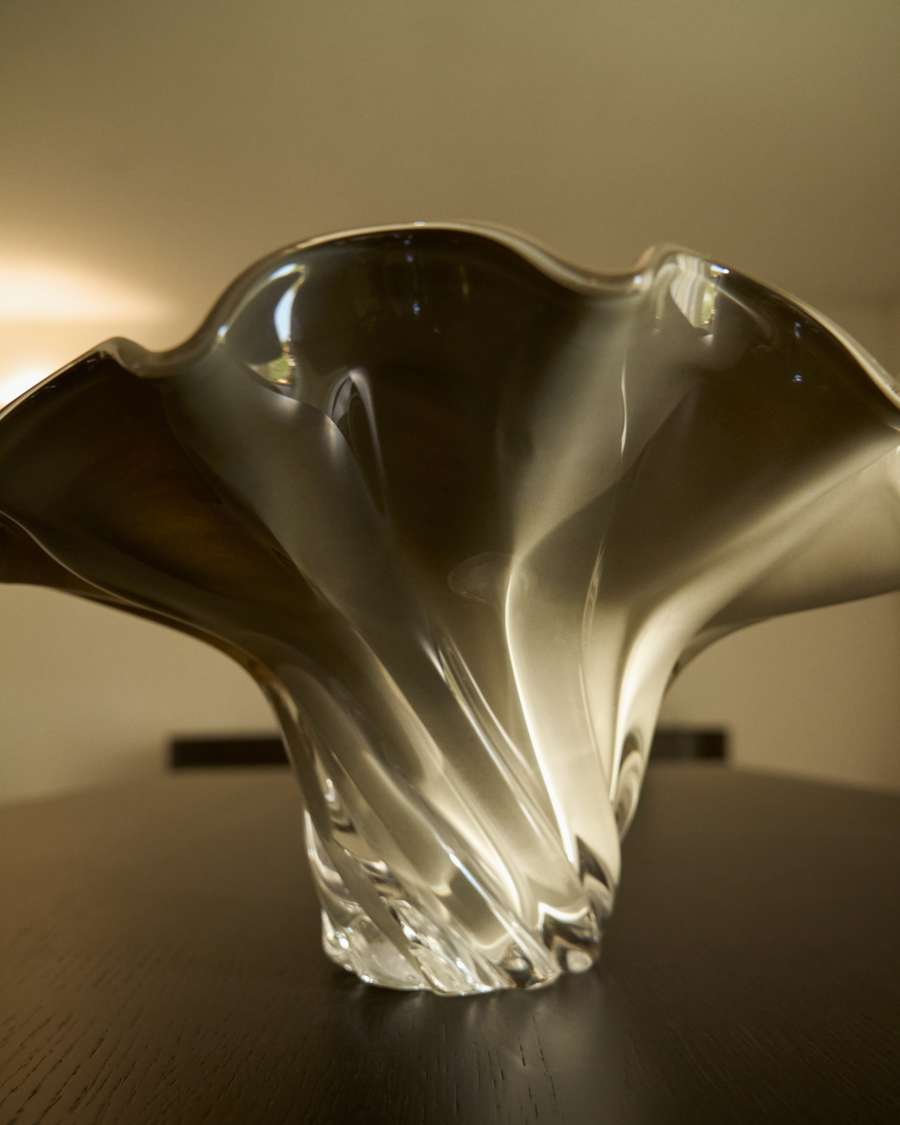 Lurea centrepiece in greyish green glass 56 x 36.5cm