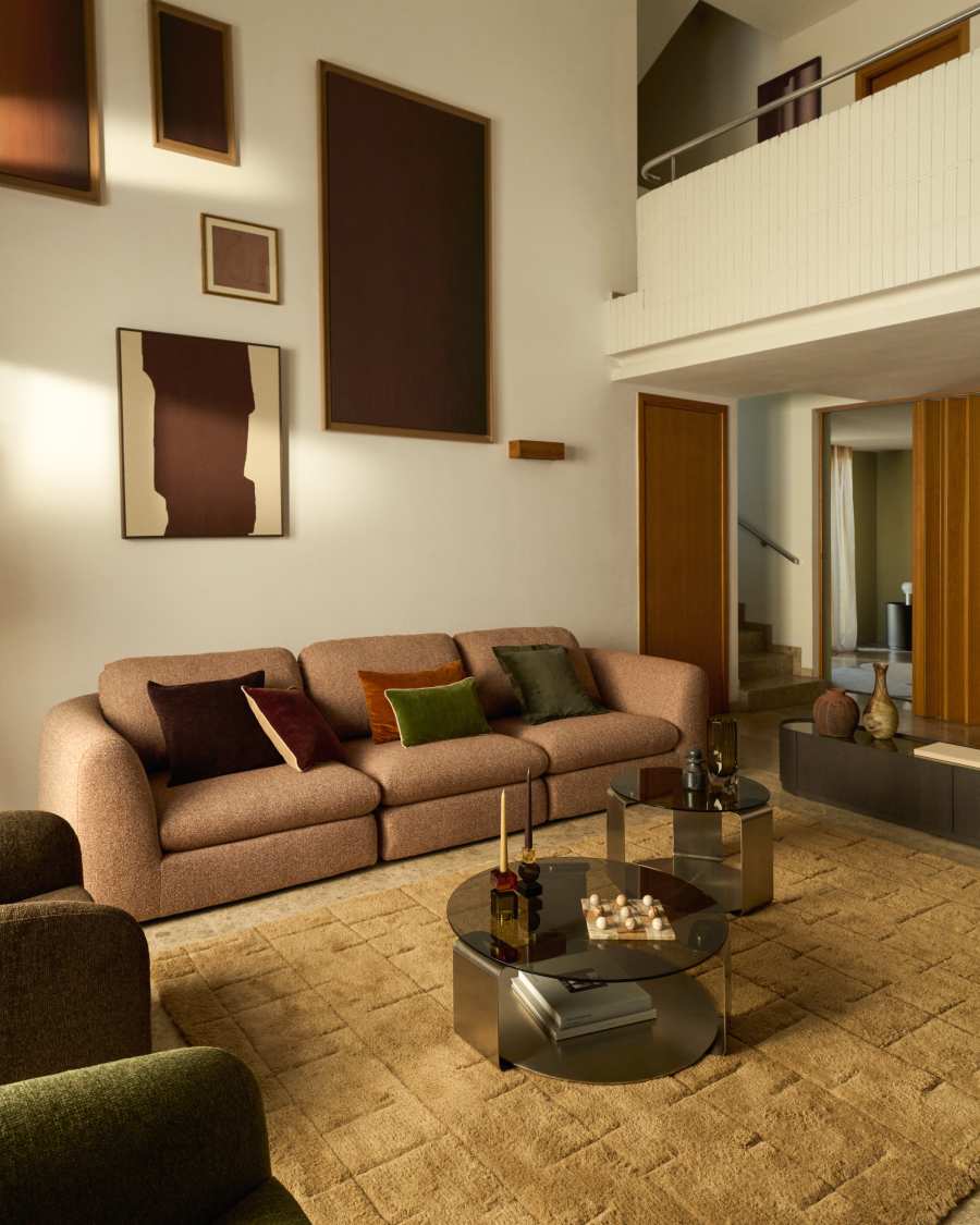 Helun wool rug with brown graphic 200 x 300 cm