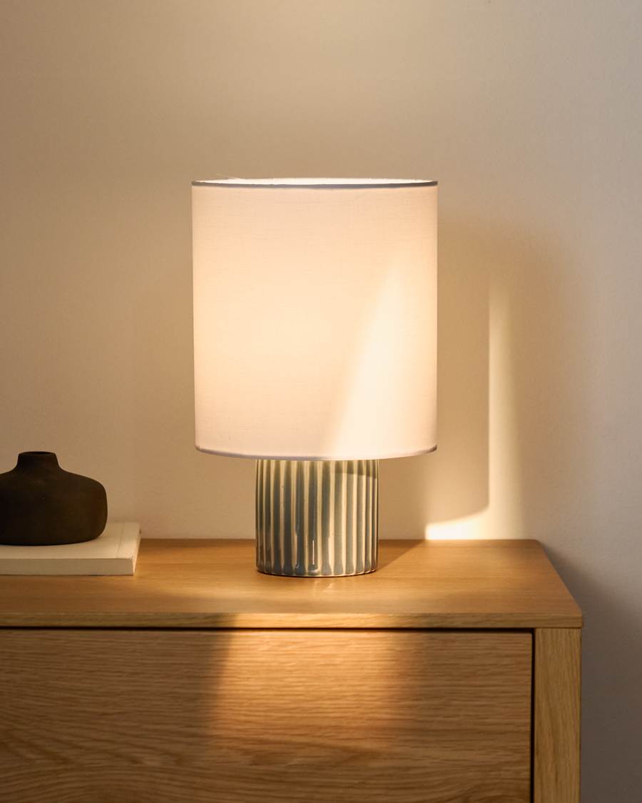 Eshe ceramic table lamp with green and white finish