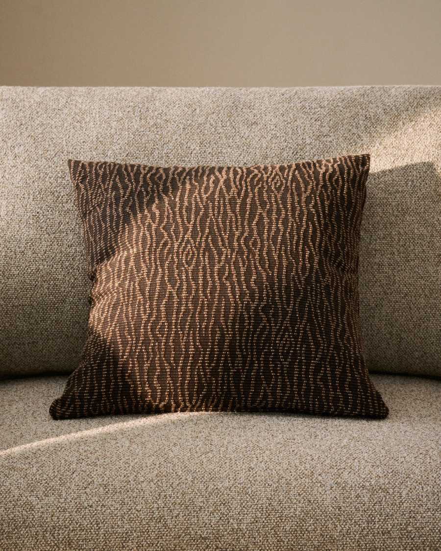 Alnori brown 100% cotton jacquard cushion cover 50 x 50 cm