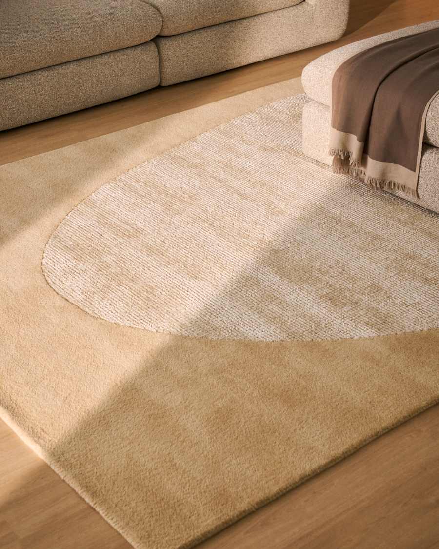 Ivena beige wool rug 200 x 300 cm