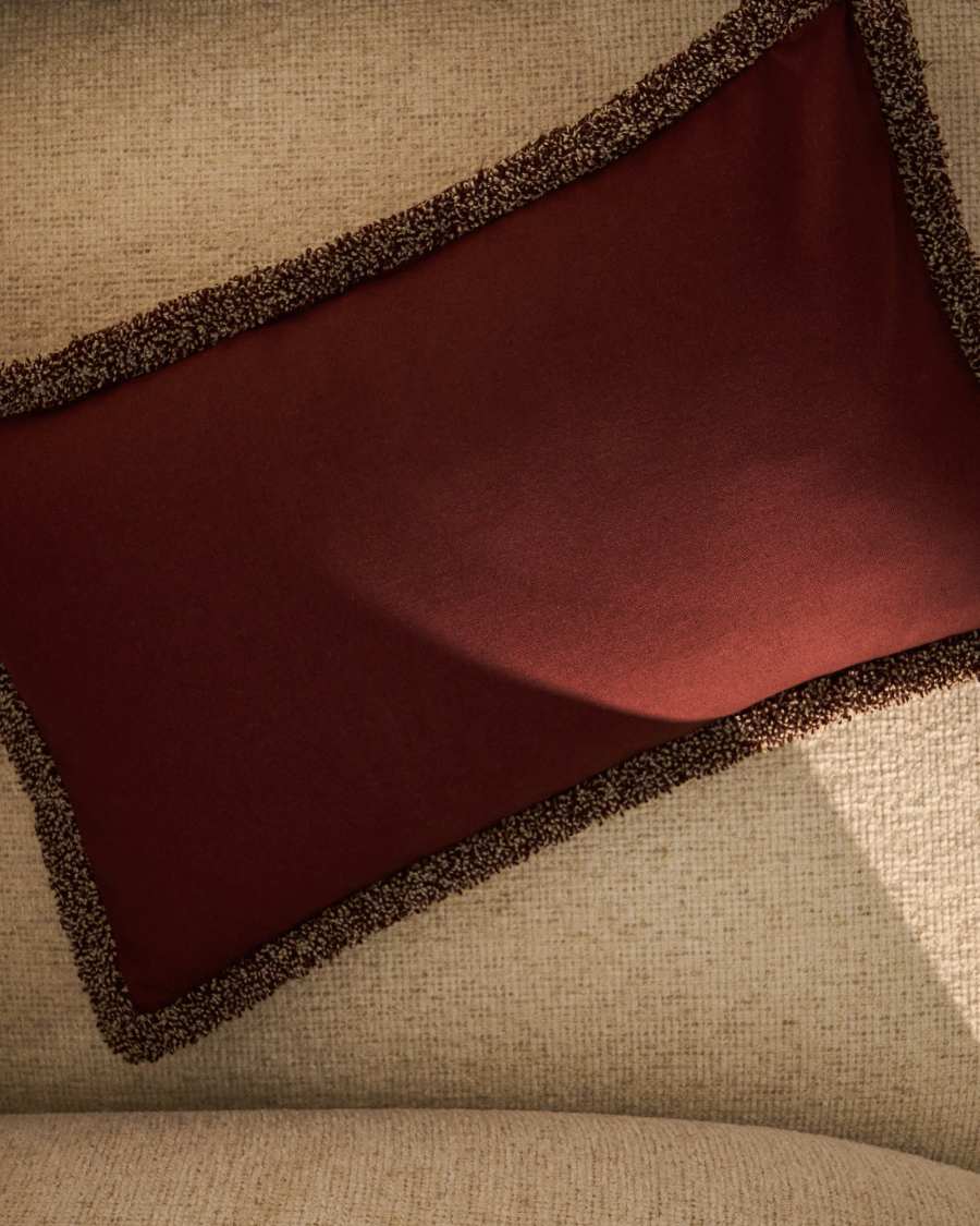 Olinan cushion cover with brown bouclé detailing 30 x 50 cm