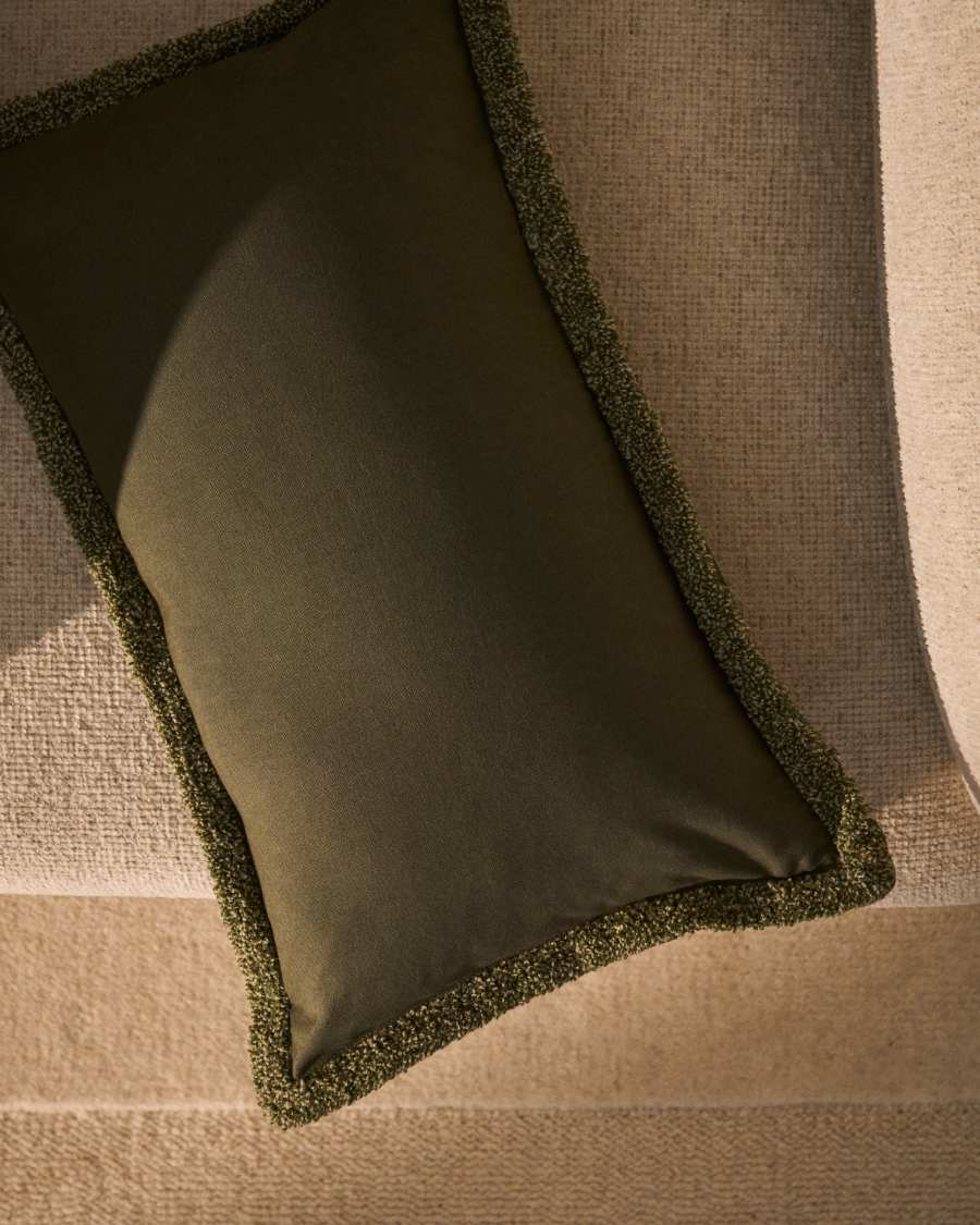 Olinan cushion cover with green bouclé detailing 30 x 50 cm