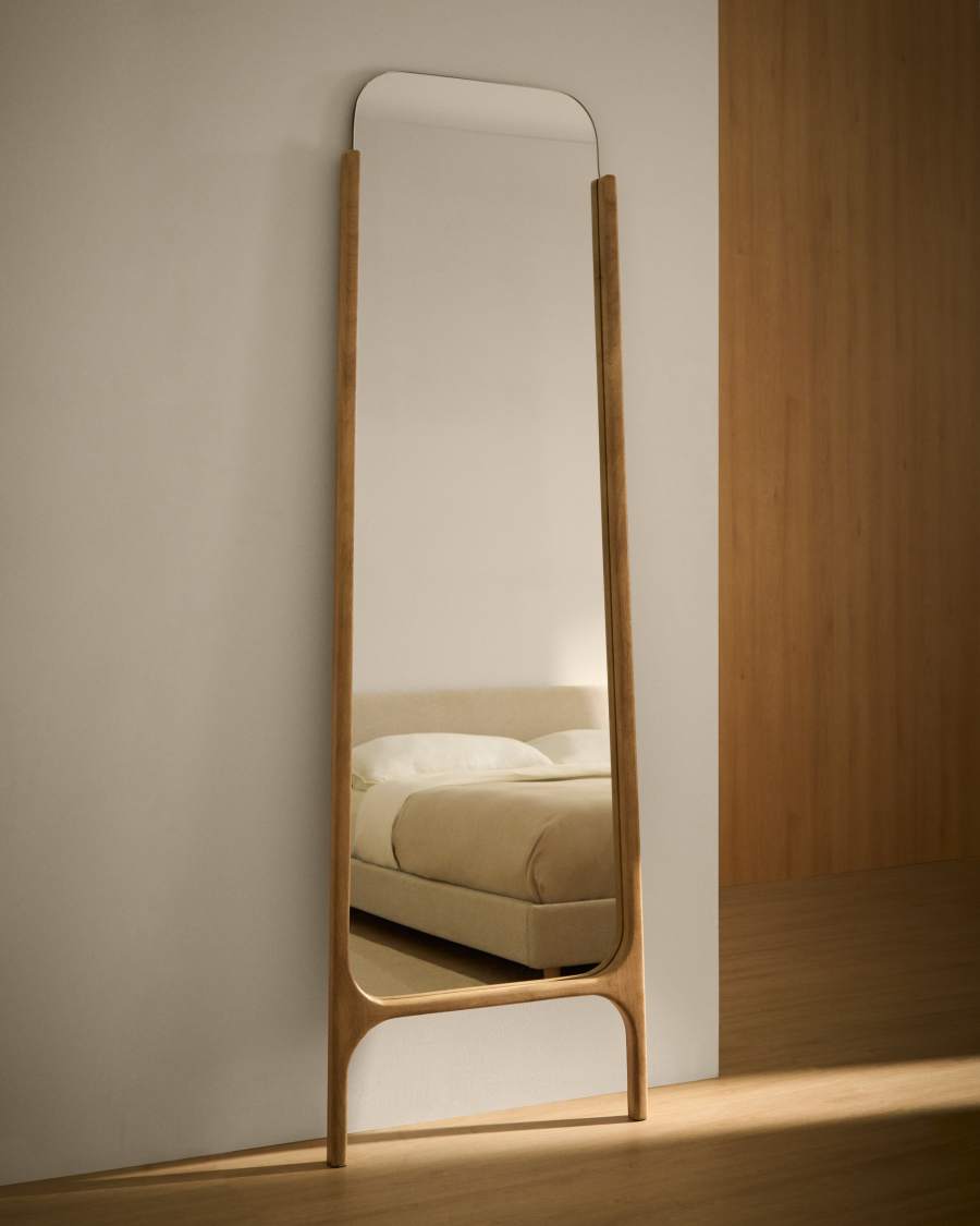 Aremi natural-coloured solid mango wood floor mirror 59 x 198 cm, FSC 100%