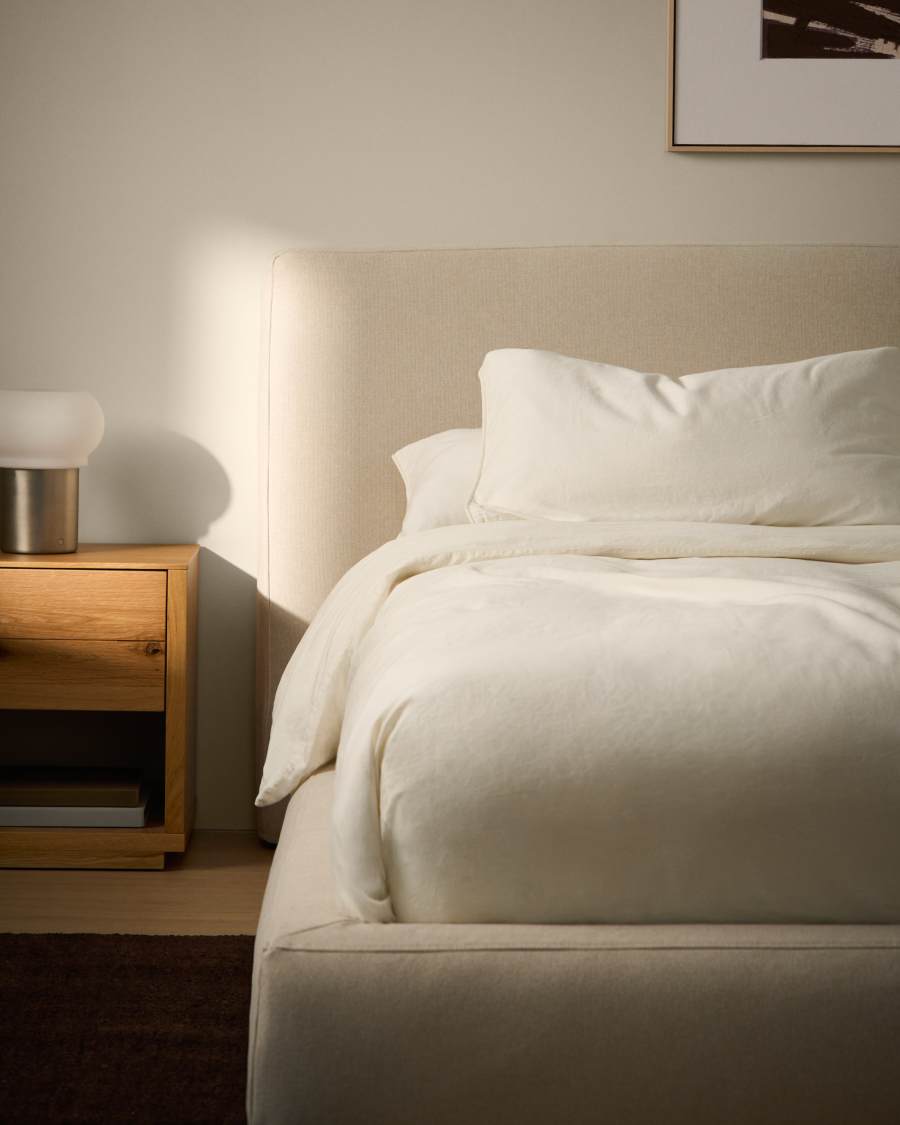 Sirale 100% cotton sateen duvet cover with washed white finish for 150/160cm bed