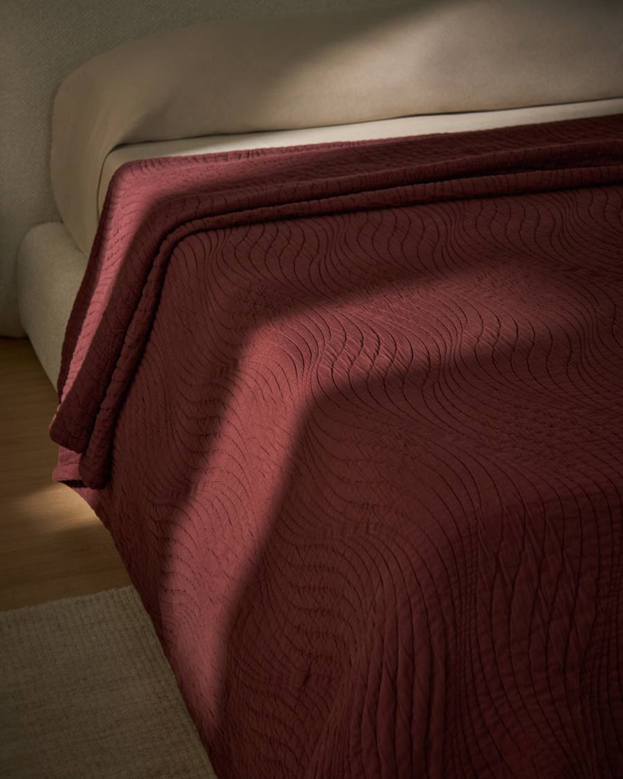 Sarula 100%-cotton maroon jacquard bedspread for 90/135 cm bed