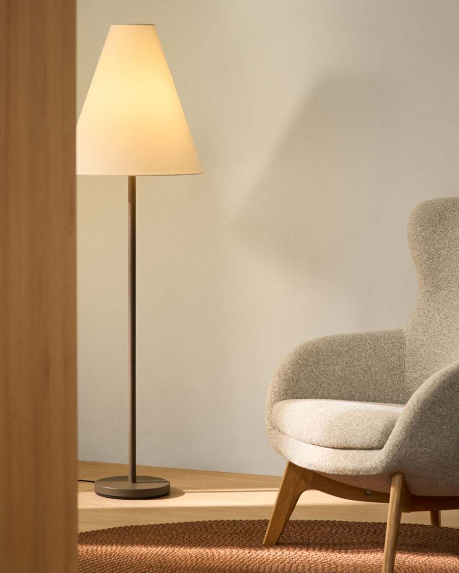 Navat metal floor lamp with brown distressed finish
