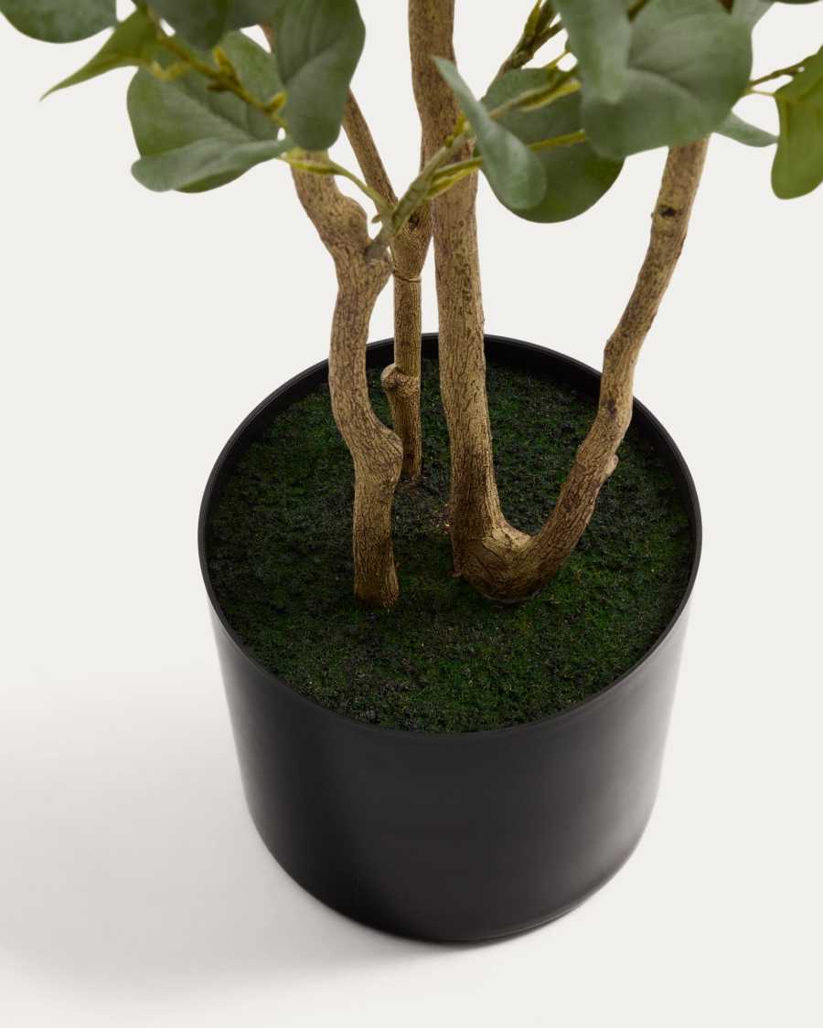 Künstlicher Baum Eucalypto mit schwarzem Blumentopf, 210 cm