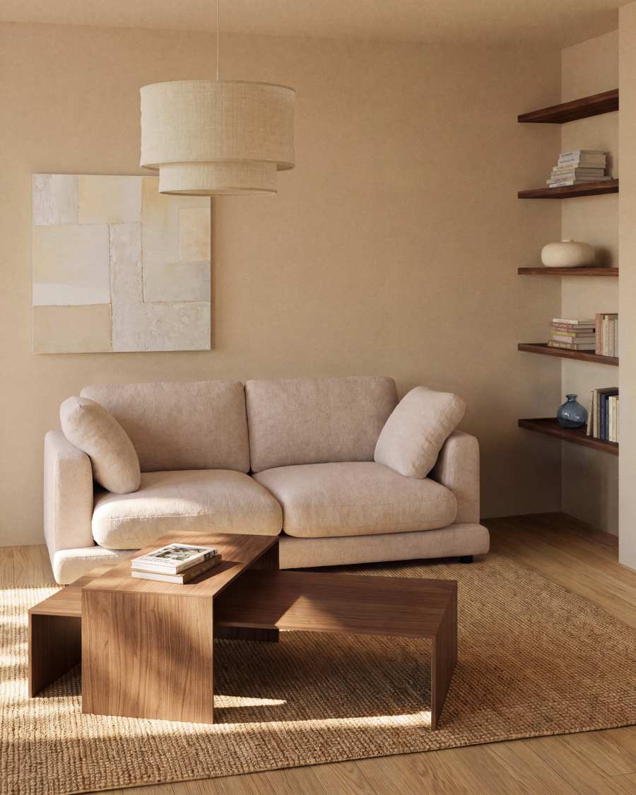 Mariela linen ceiling lamp shade in a beige finish Ø 60 x 40 cm