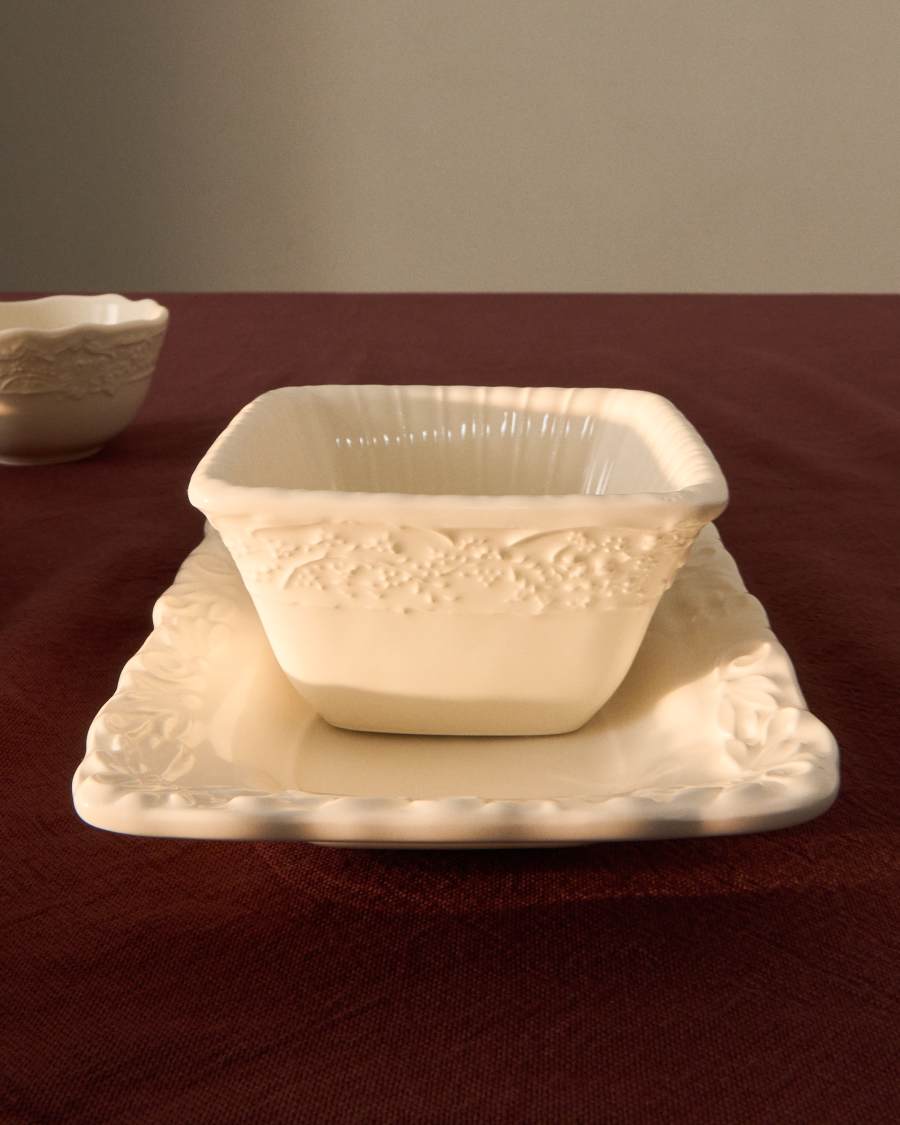 Varla small beige ceramic bowl