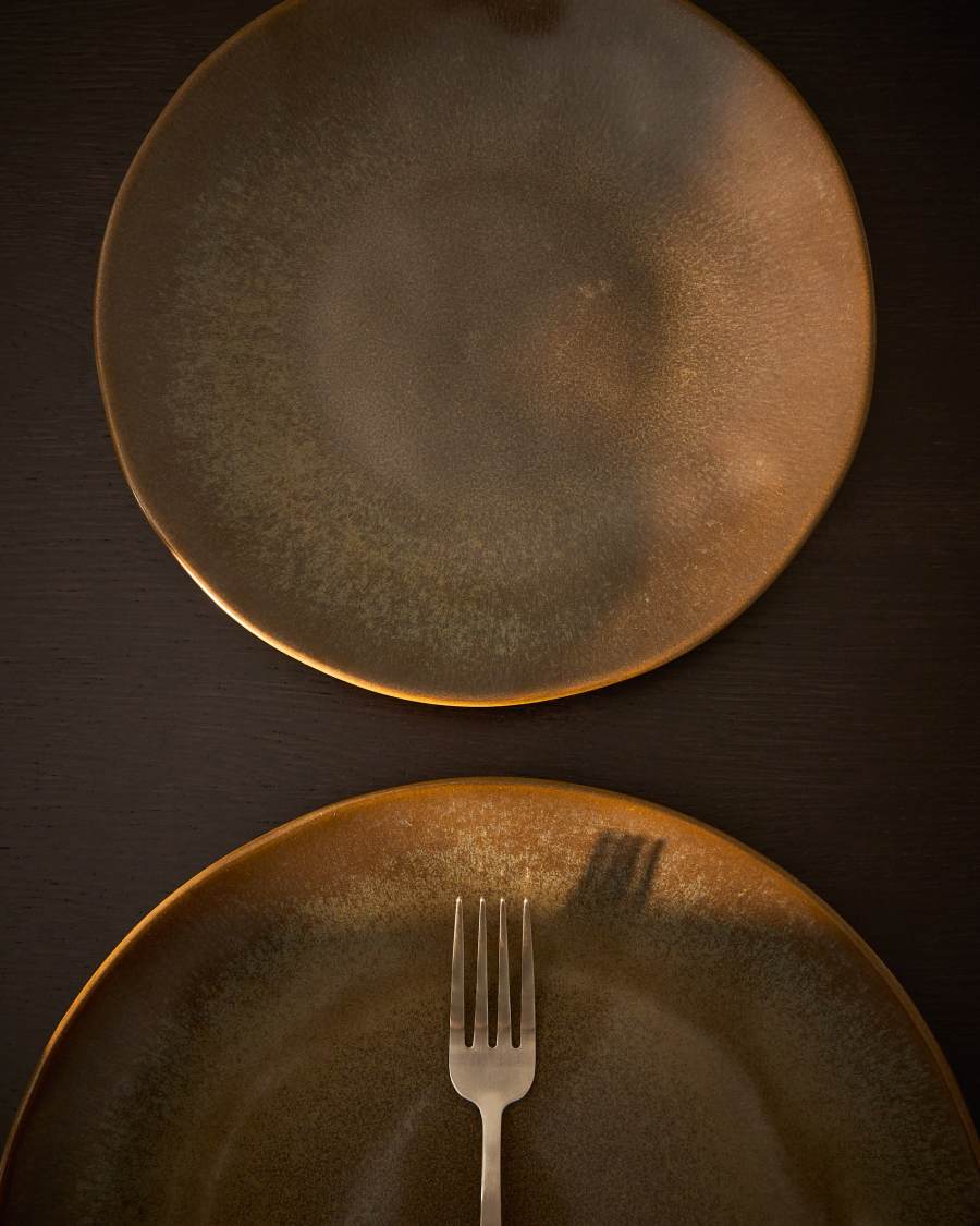 Aderno moss green ceramic dessert plate