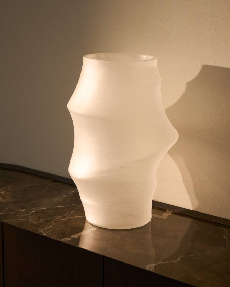 Neluo vase in opaque white glass 49cm