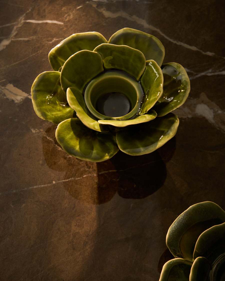 Ederia candle holder in light green ceramic Ø20cm