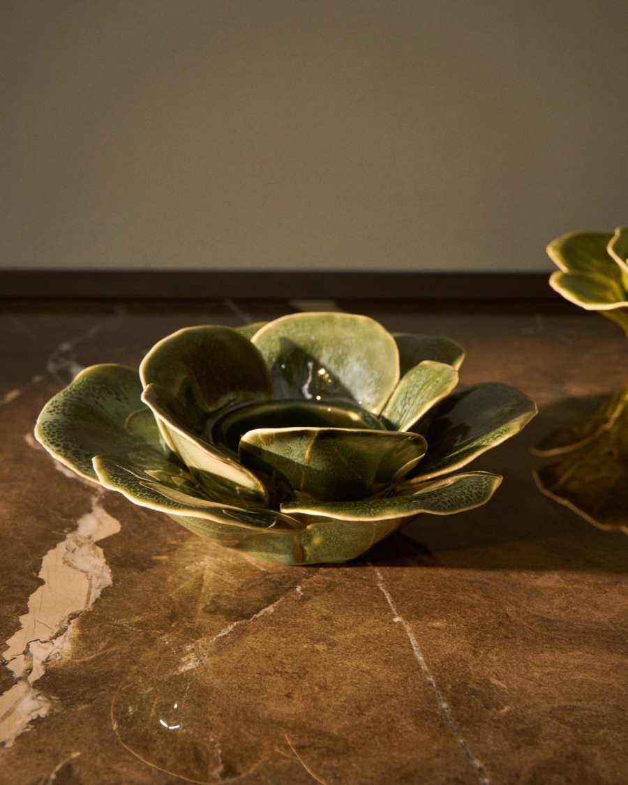 Ederia candle holder in olive green ceramic Ø20cm