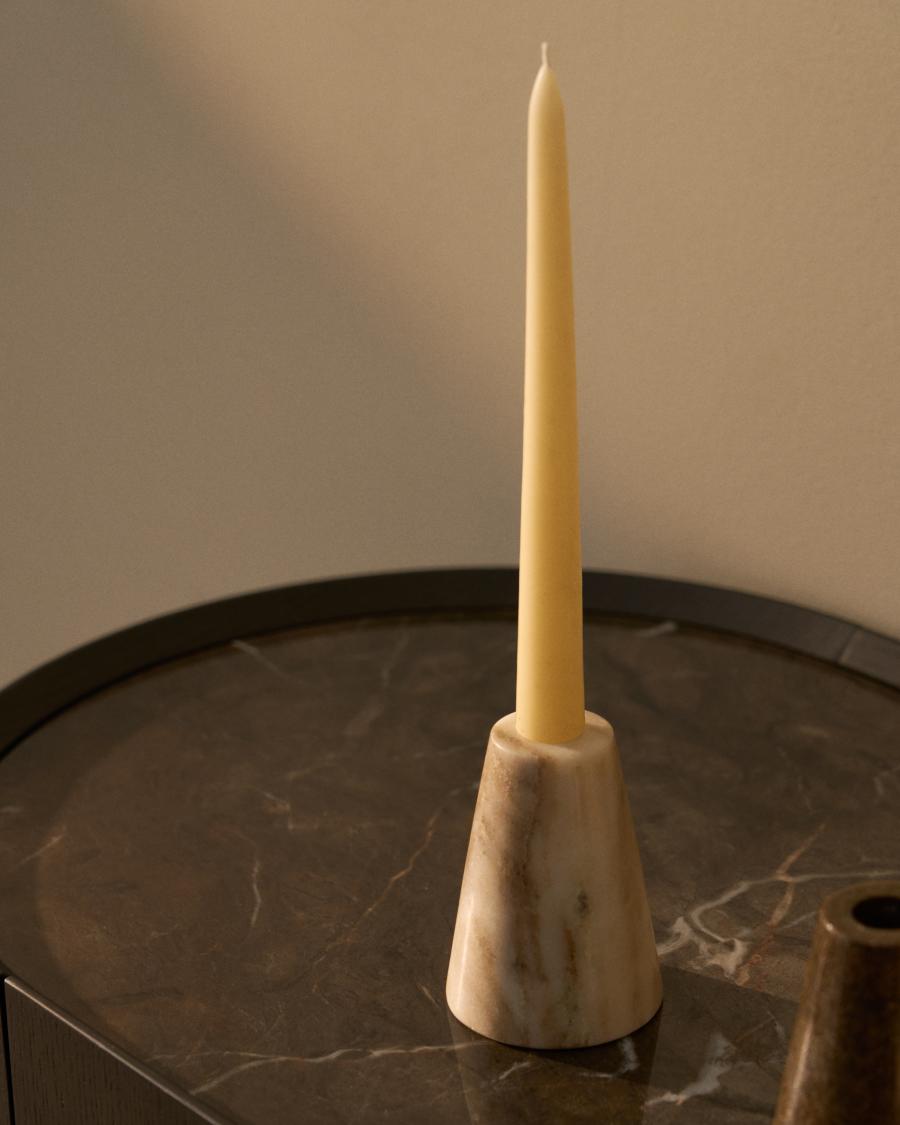 Trevia ivory marble candle holder 8 cm