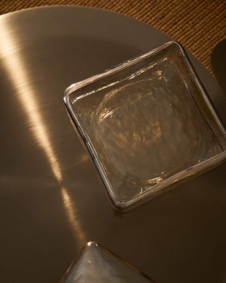 Aveli iridescent beige glass decorative box 19 x 19 cm