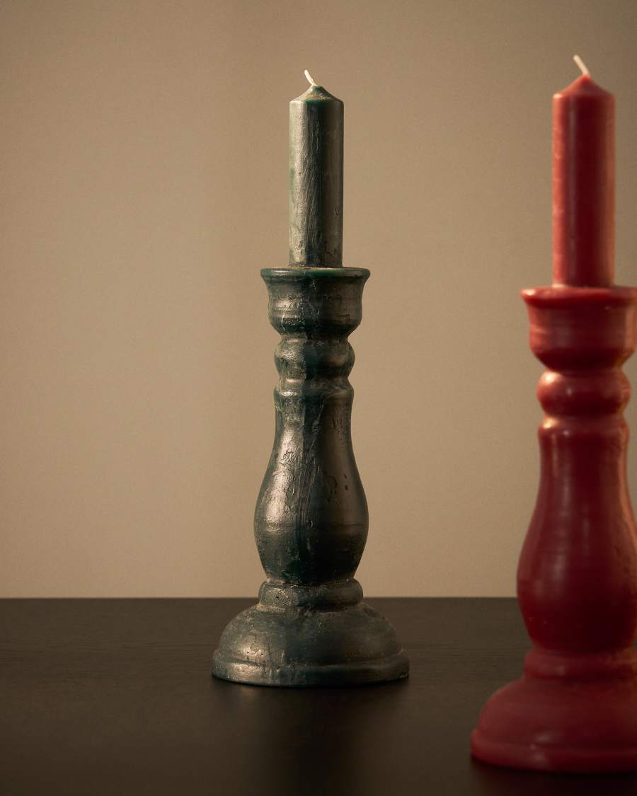 Ferel moss-green candle 35 cm