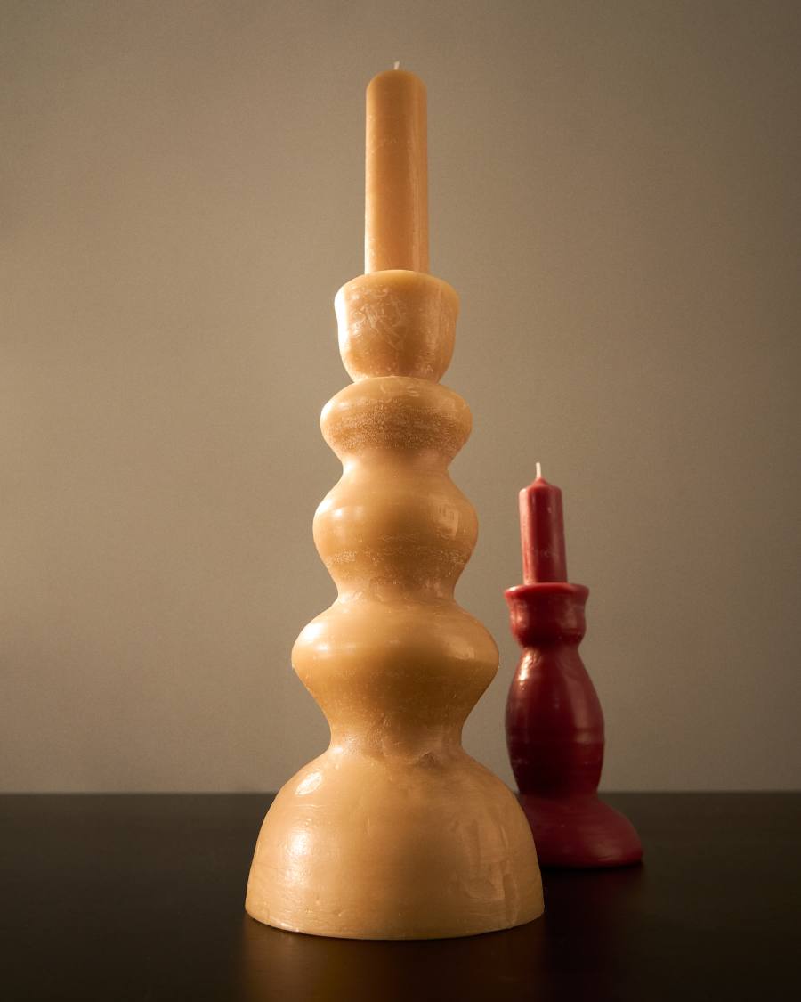 Beige Ferel candle 45 cm