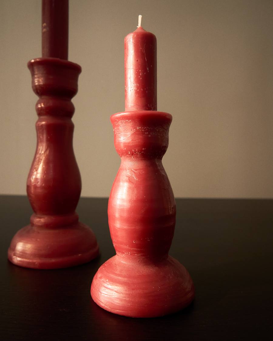Maroon Ferel candle 24 cm