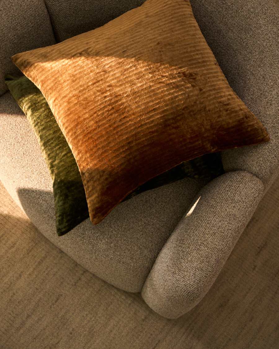 Caril 100%-cotton jacquard mustard velvet cushion cover 45 x 45 cm