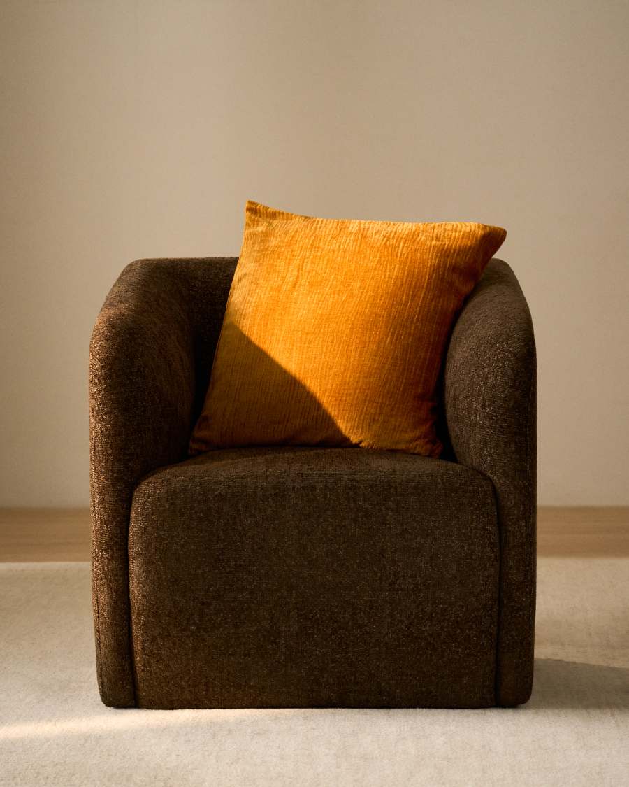 Vori 100%-cotton orange wrinkled effect cushion cover 50 x 50 cm