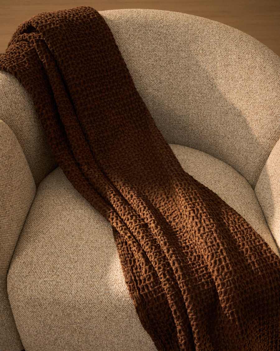Nulina 100%-cotton brown waffle blanket 130 x 170 cm