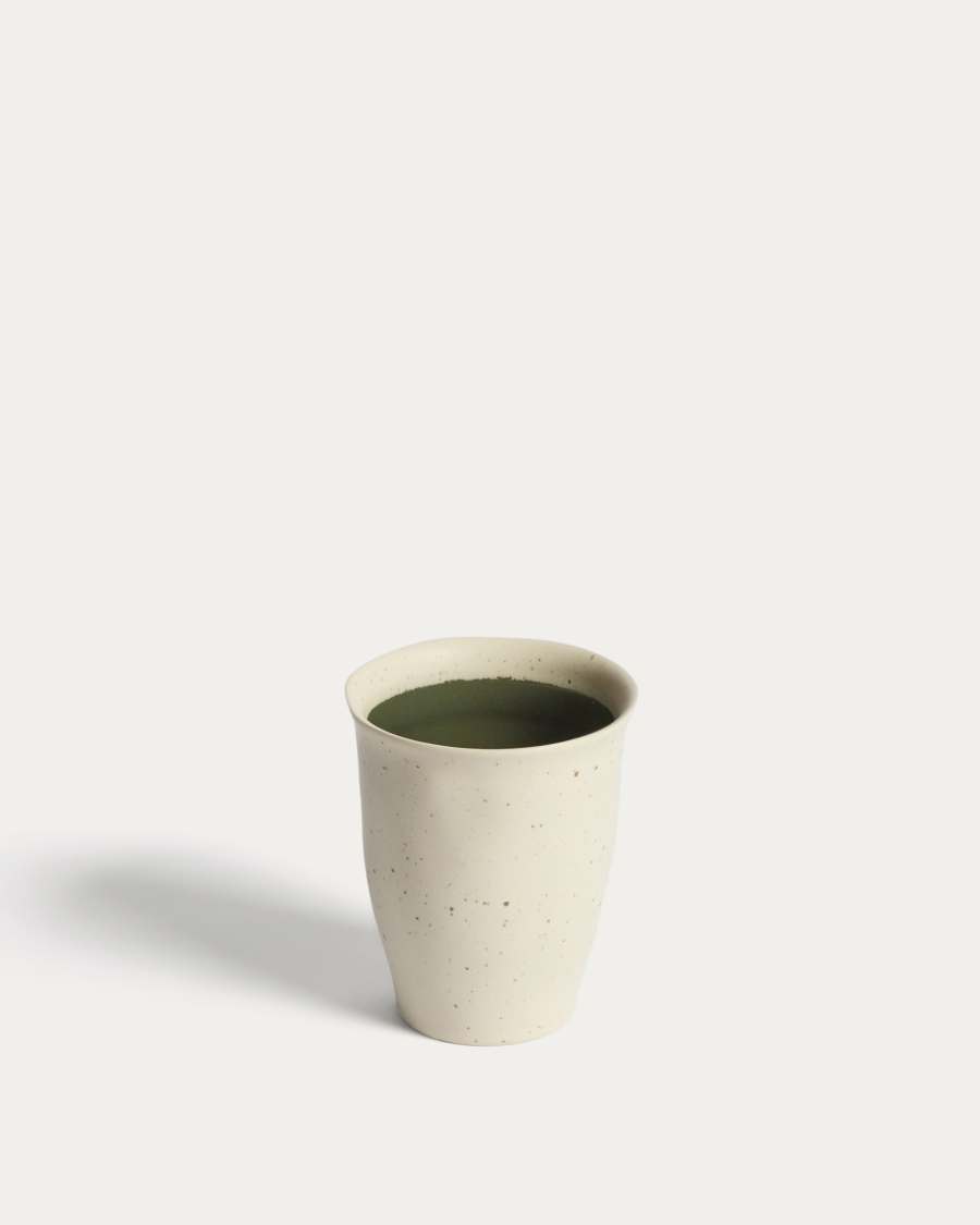 Nale beige ceramic mug with green bottom