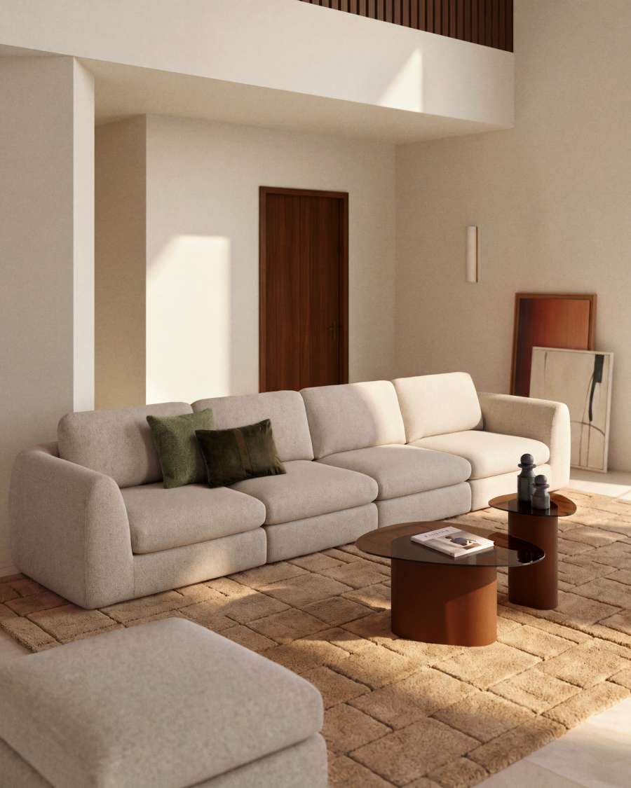 Vera beige footrest 80 x 80 cm FSC Mix Credit