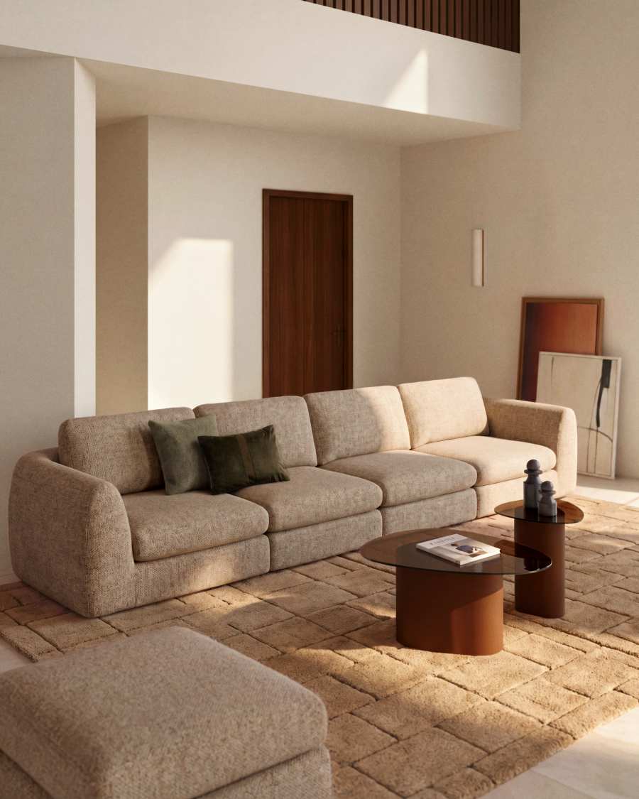 Vera light brown footrest 80 x 80 cm FSC Mix Credit