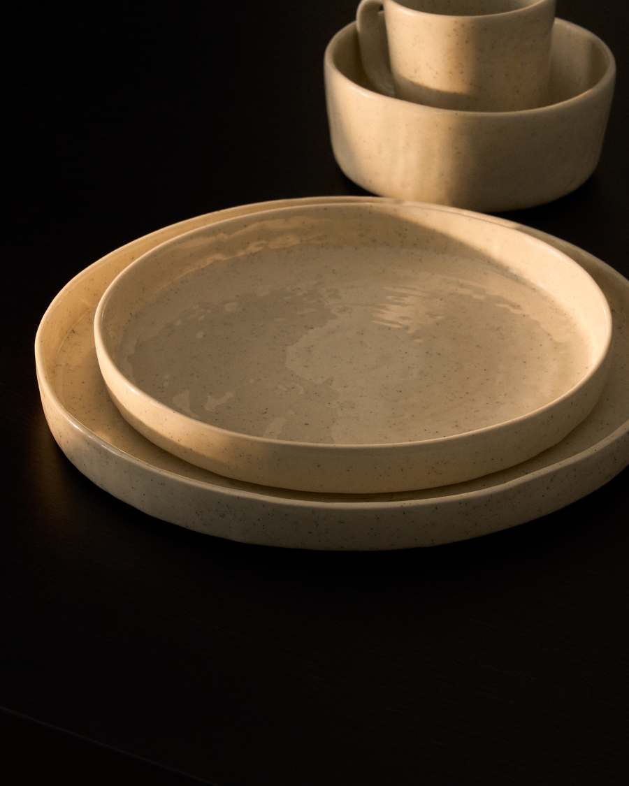 Daner ecru ceramic dessert plate