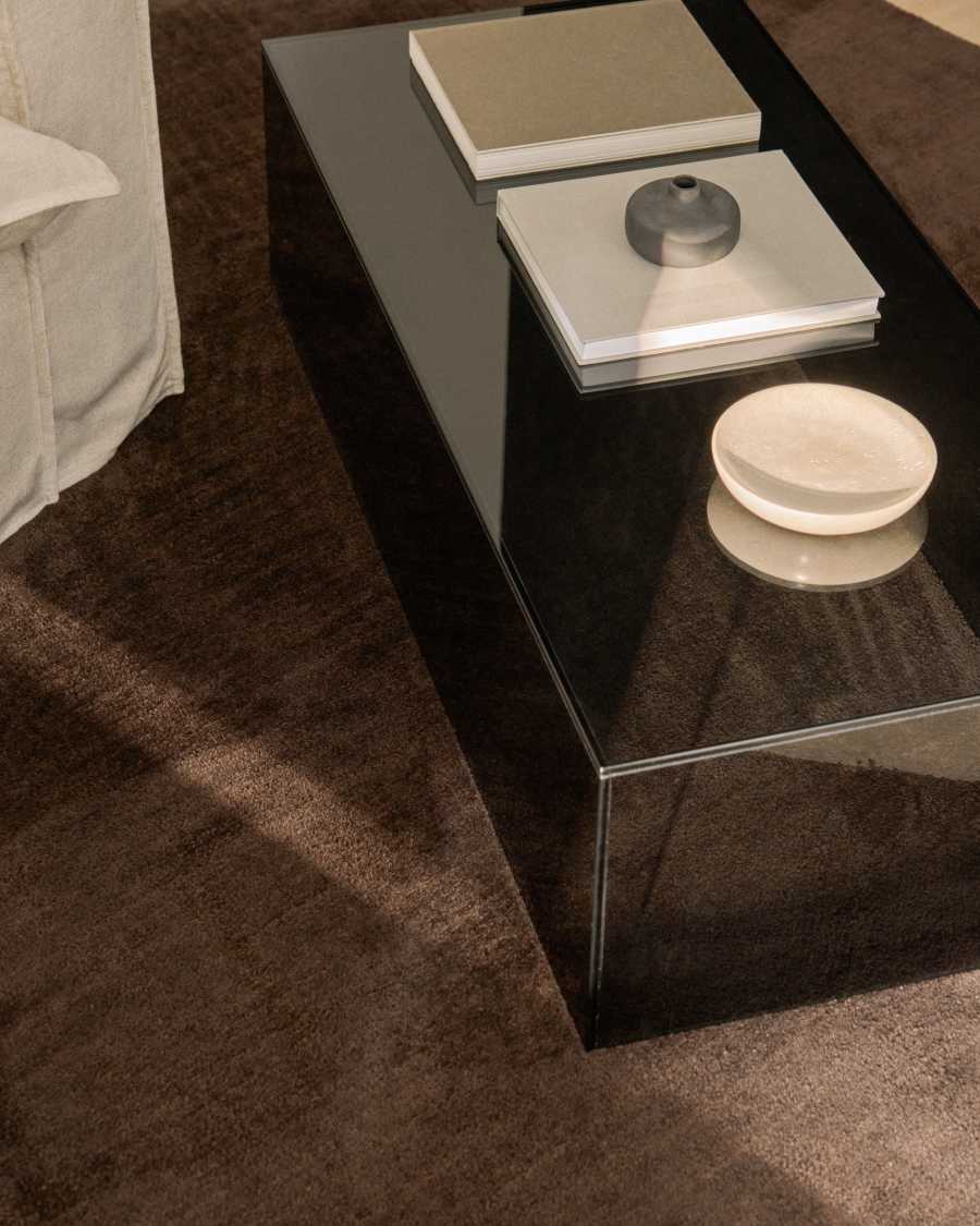 Orlia coffee table in dark grey tempered glass 110 x 50cm