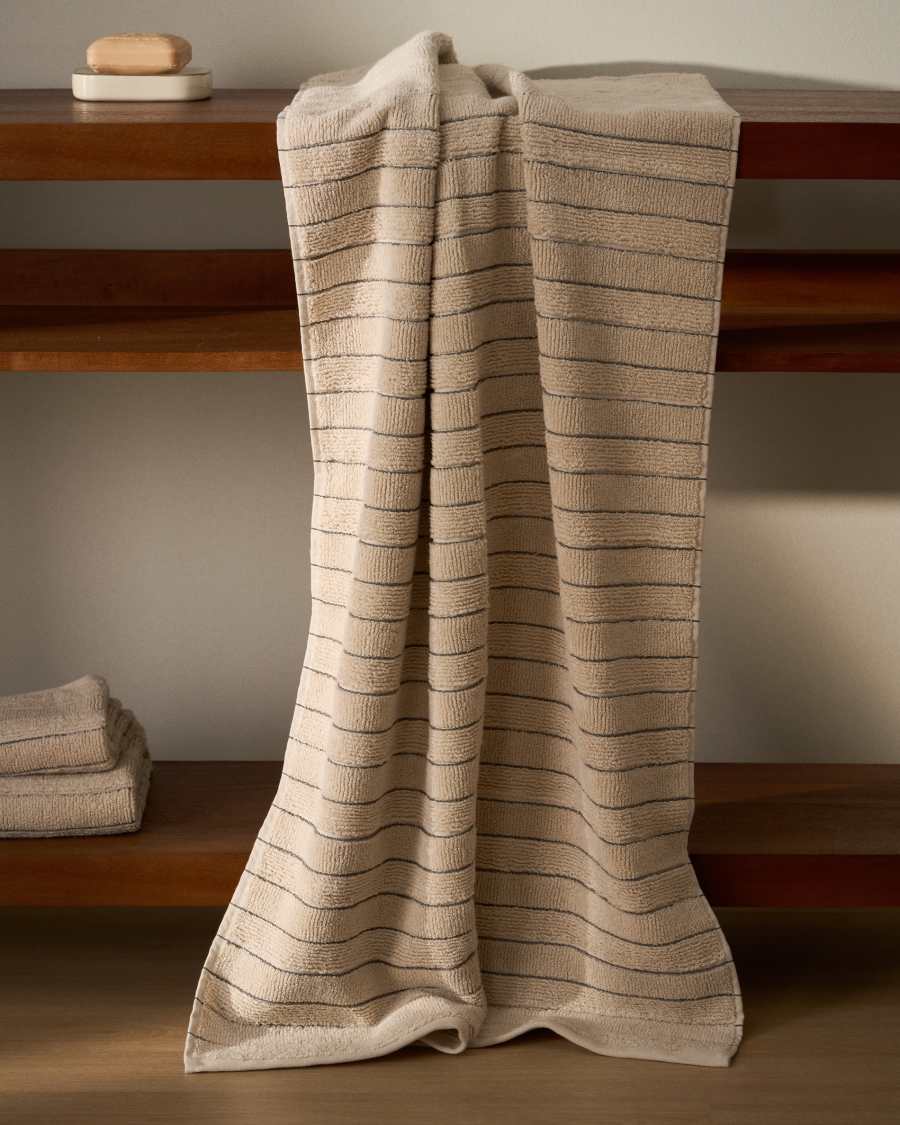 Sedy 100%-cotton jacquard beige bath towel 70 x 140 cm