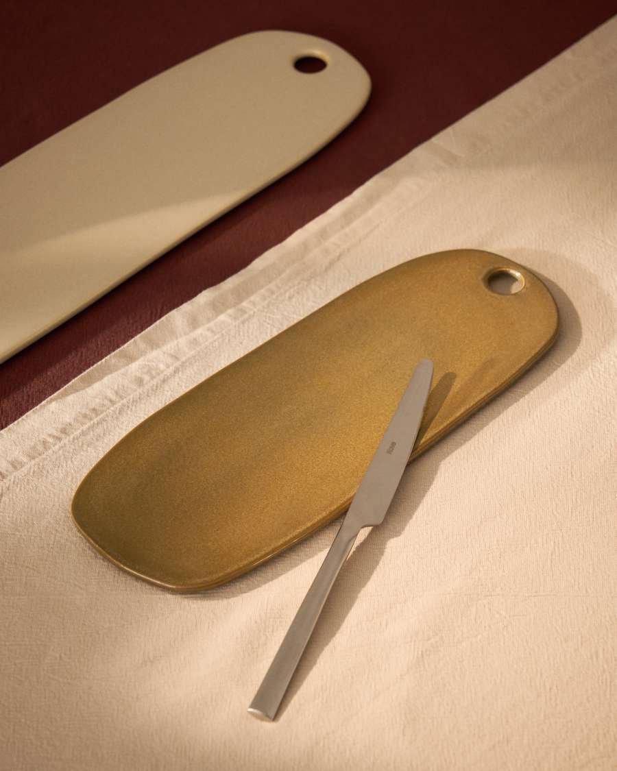 Aderno moss green ceramic serving board 29 x 11.5 cm