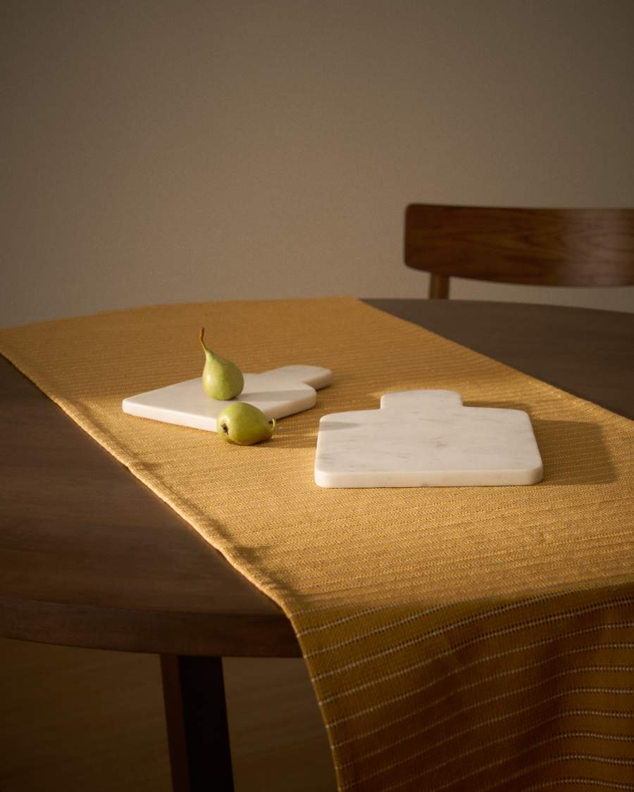 Noria mustard cotton jacquard table runner 50 x 150 cm