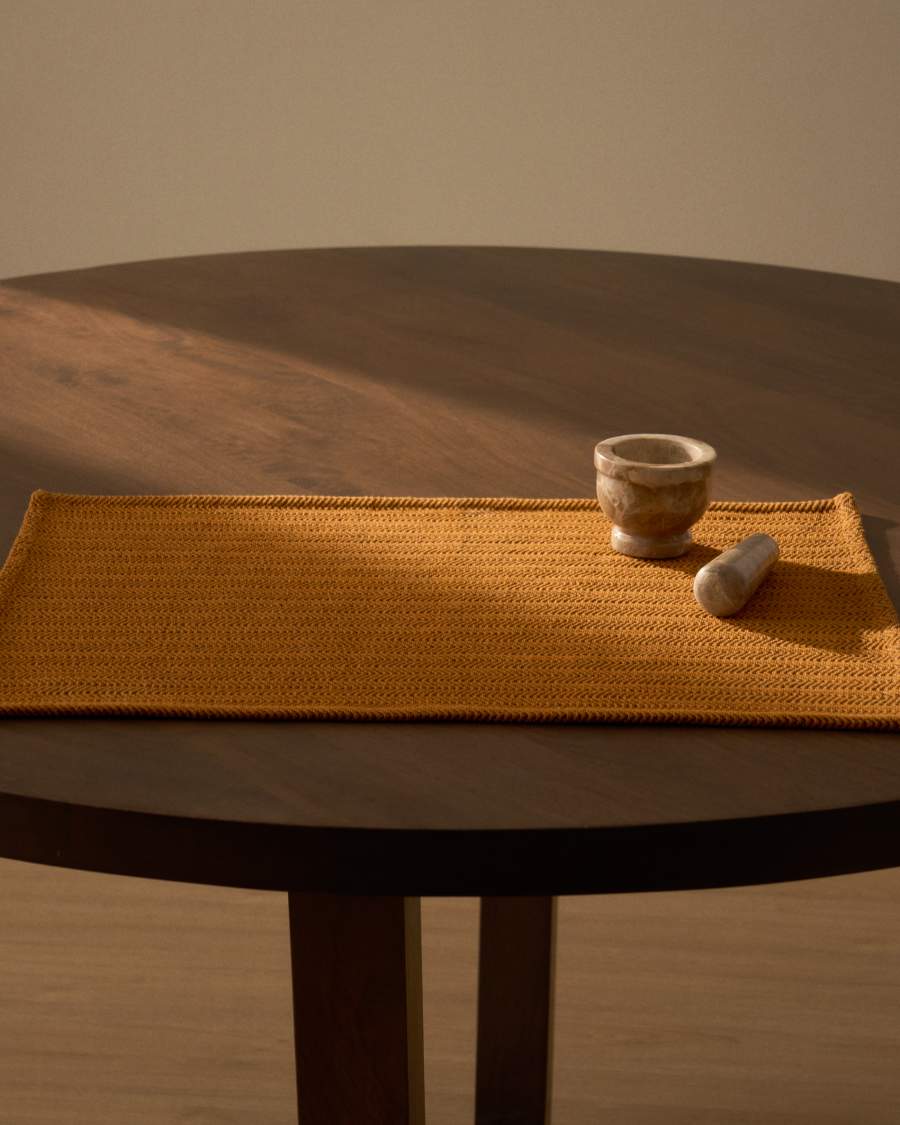 Tieva set of 2 orange cotton jacquard placemats 35 x 50 cm