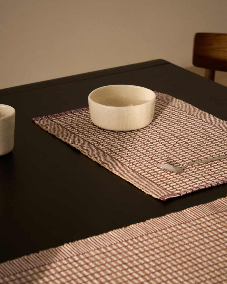 Berla set of 2 maroon cotton and jute placemats 35 x 50 cm