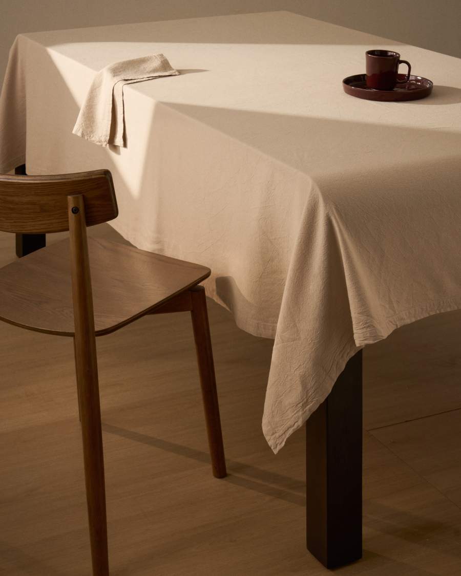 Lerava tablecloth in washed stone grey cotton 170 x 170cm