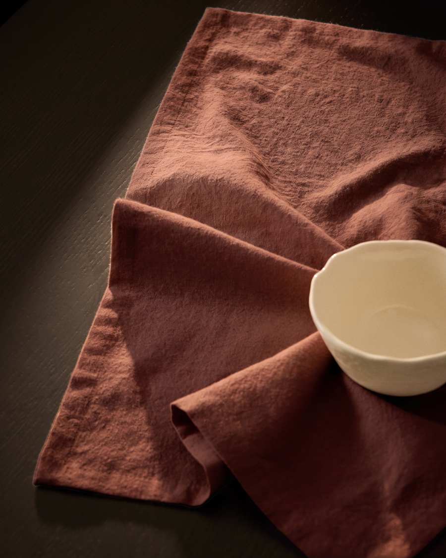 Lerava set of 2 placemats in brown cotton 35 x 50cm