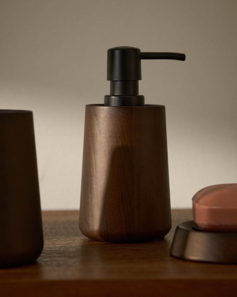 Eide soap dispenser made of FSC 100% dark hevea wood