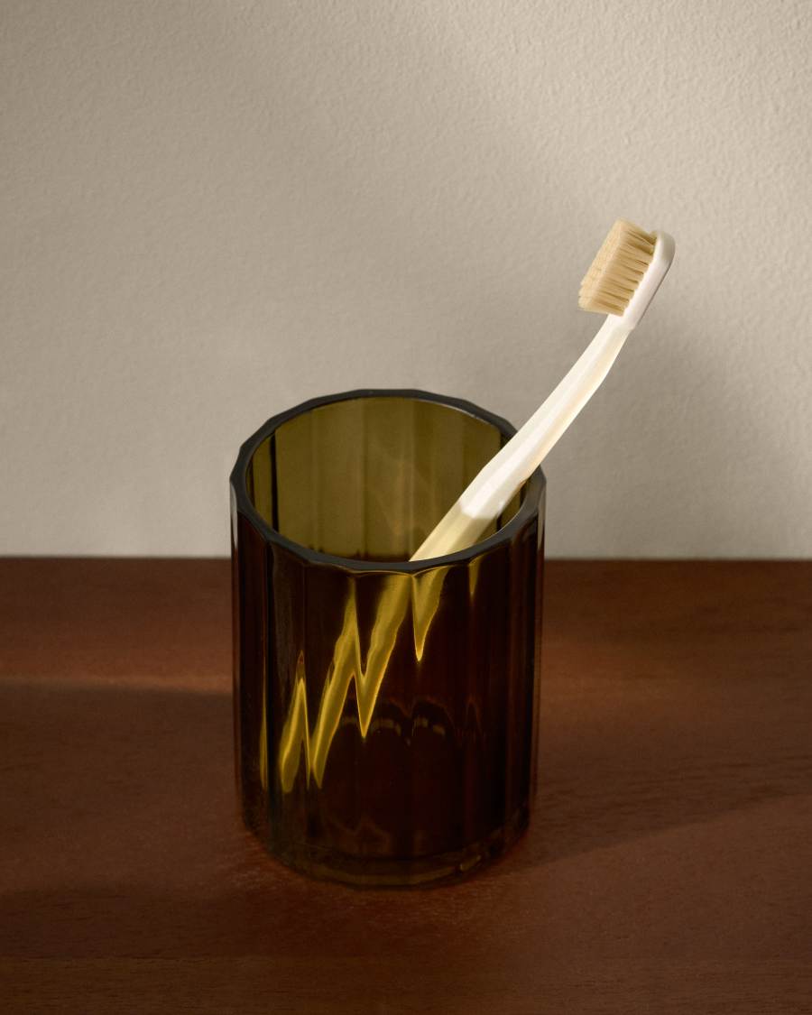 Anetan green glass toothbrush holder