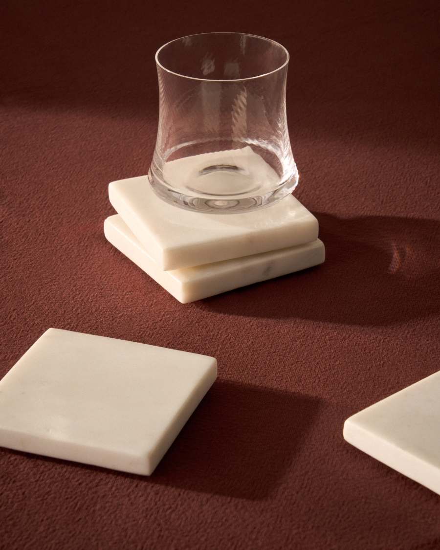 Coreni set of 4 white marble coasters
