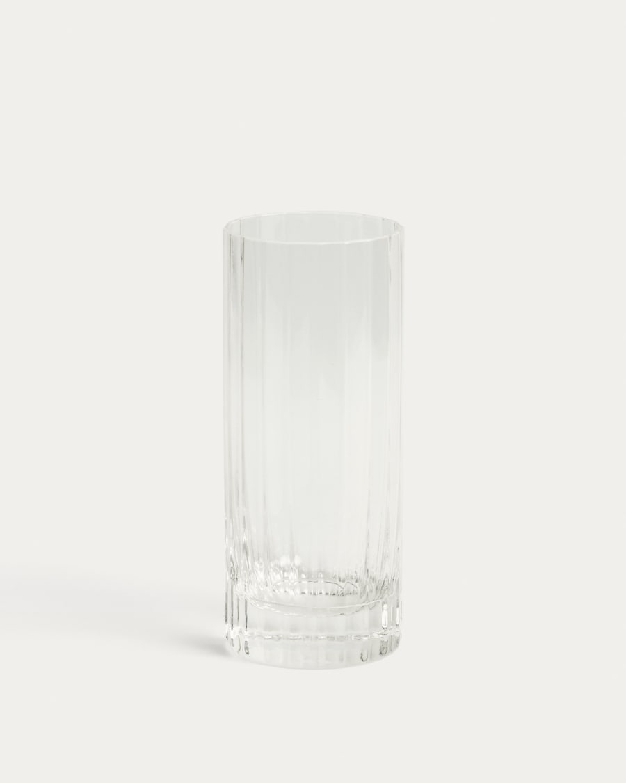 Nivor clear drinking glass with carved vertical relief, 30 cl